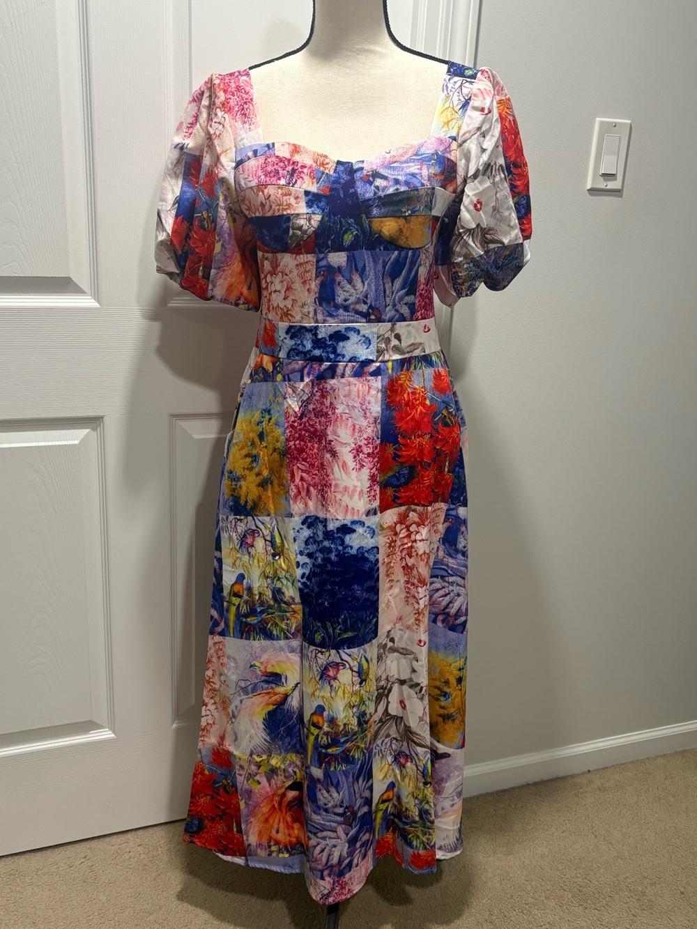 Spring Summer Floral Flowy Midi Dress